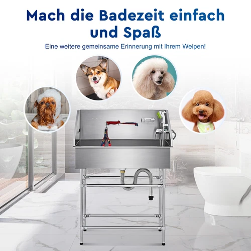 CO-Z 127cm Hunde Badewanne aus Edelstahl Haustiere Pflege Dusche Tierbadewanne - Bild 12 von 29