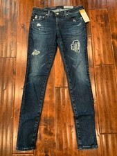 Adriano Goldschmied Distressed The Legging Ankle Super Skinny Blue Jeans, Sz 25R