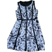 Talbots Dress Size 10P Black/Grey/White Knee Length Sleevless