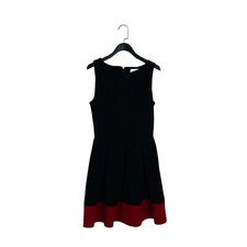 Closet Black Red Trim Sleeveless Pleated Skater Mini Dress - Size 10