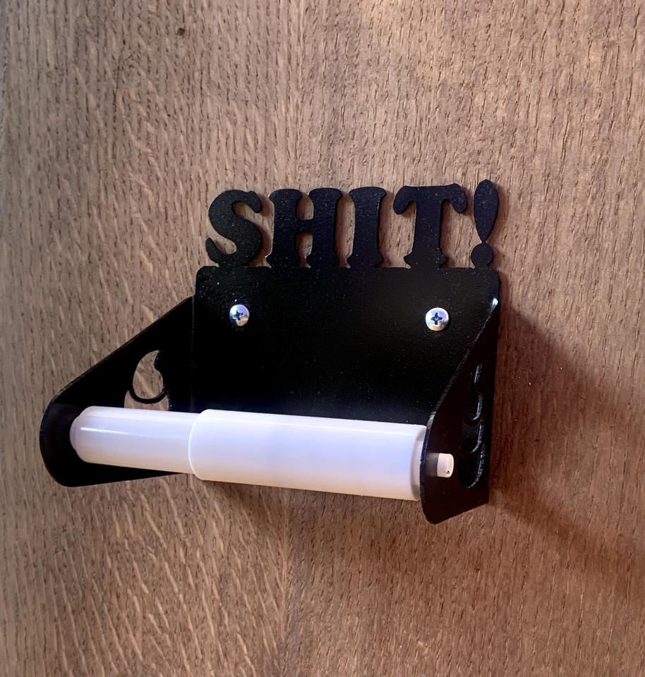 Metal Art Toilet Paper Holder “SH*T!” w/Poop Emoji Man Cave Bar RV
