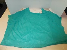 NWT Womens Size 2X Catherines Aqua Dolman Sleeve Shirt w/ Leaf Pattern