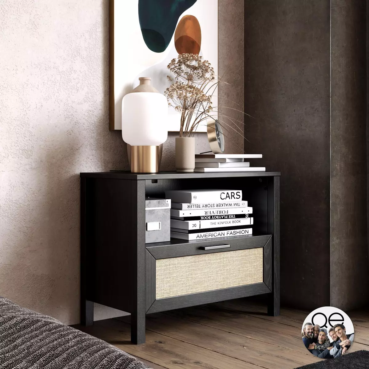 One drawer nightstand sale black