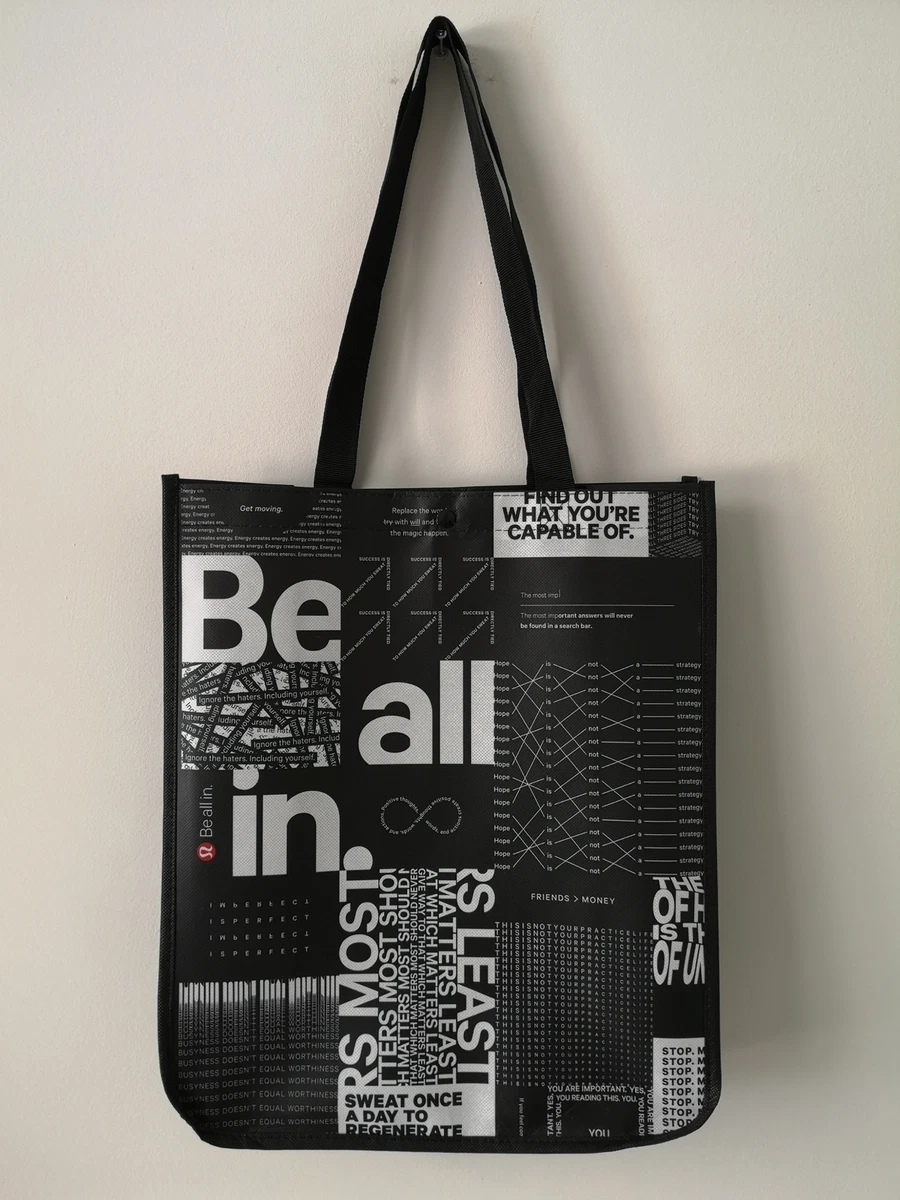 New LULULEMON Black BE ALL IN Reusable Shopping Gym Lunch Bag Large