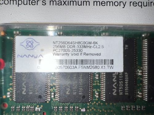 NANYA NT256D64SH8C0GM-6K 256MB DDR-333MHz-CL2.5 PC2700S-25330 LAPTOP MEMORY - Picture 5 of 6