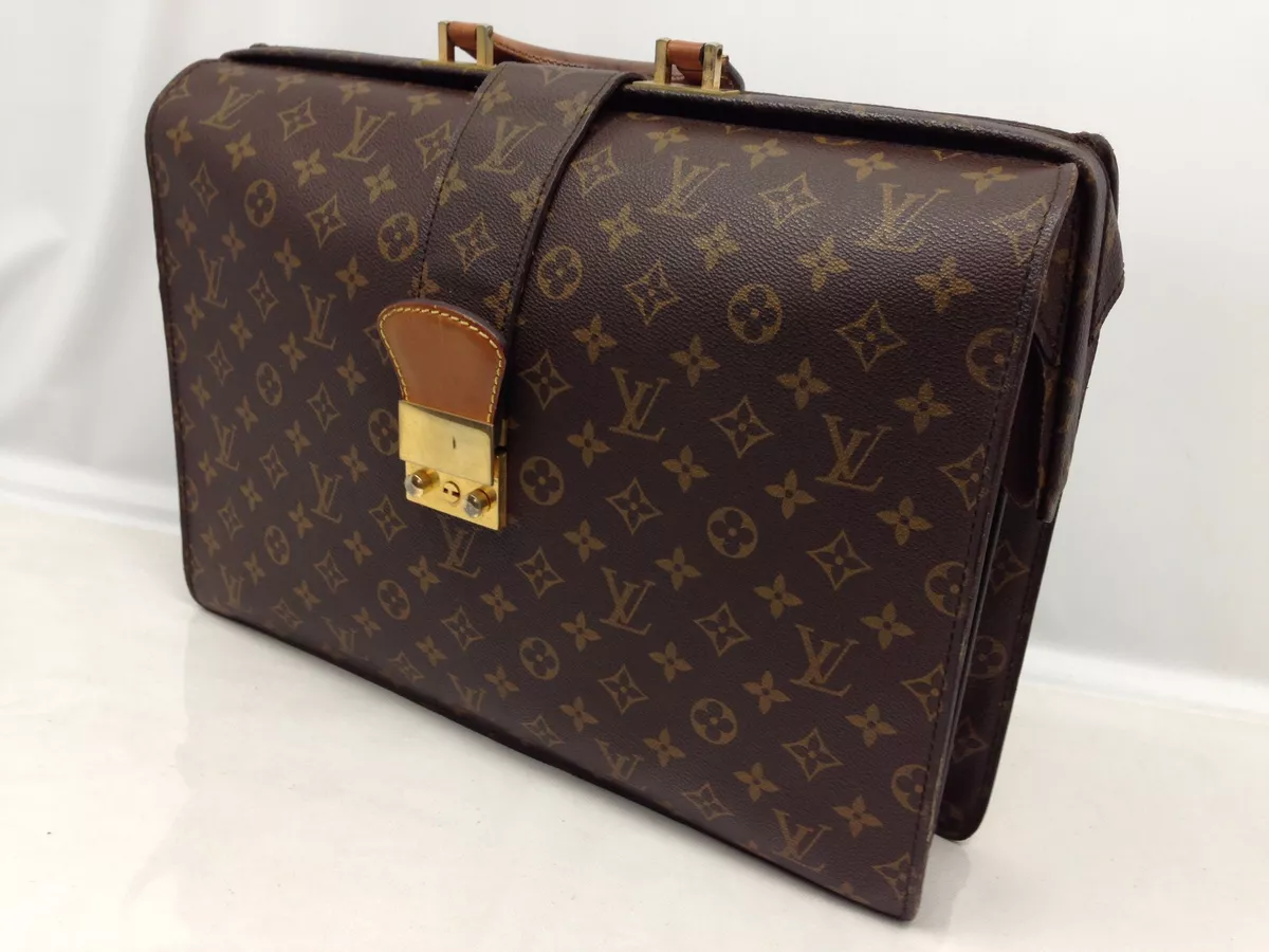 Auth Louis Vuitton Monogram PVC Leather Briefcase Vintage 6E030060