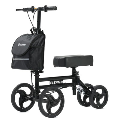 Knee Scooter Basket Dual Braking System Ankle Foot Injured Bright Black
