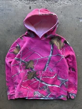Y2K Men's Size Small Bright Pink Real Tree Camo Hoodie