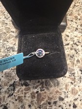 925 Sterling Silver Mystic Topaz CZ Halo Ring...