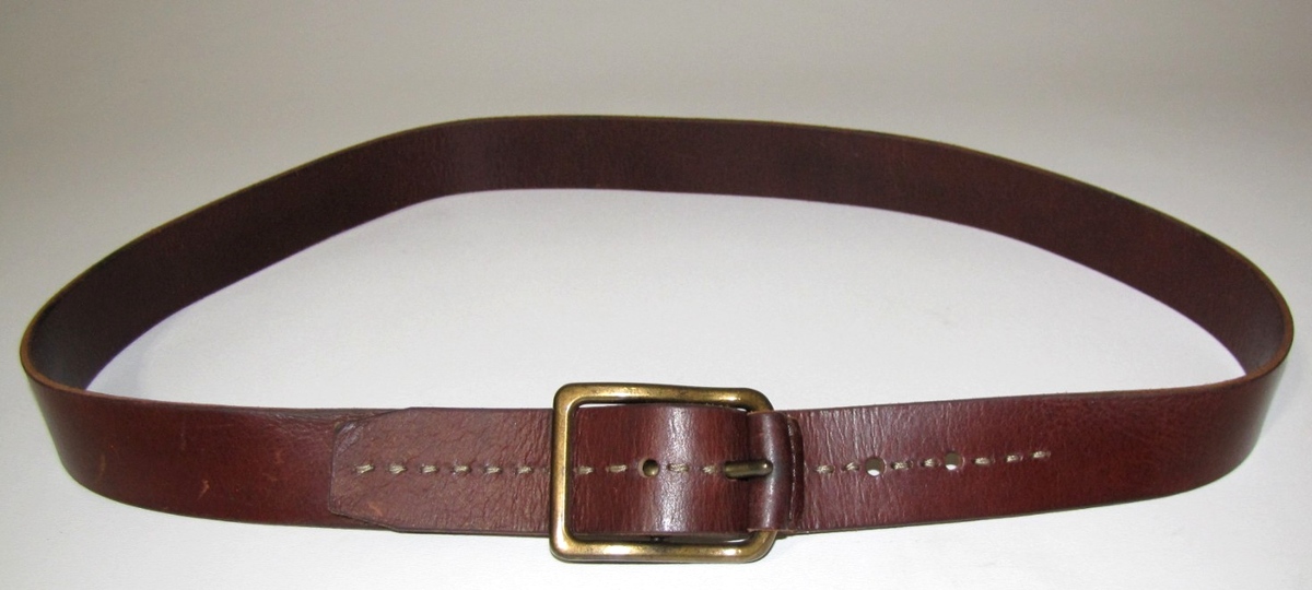 Cowhide Heavy Duty Leather Belt Dark-brown Western Brass 