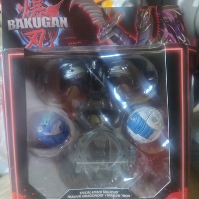 BAKUGAN Starter Pack Special Attack Nillious Titanium Dragonoid & Trox NEW