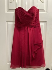 David's Bridal Women's Strapless Chiffon Dress Size 2 Red Back Zip