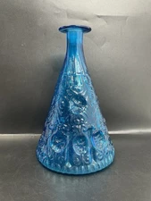 Vintage Blenko Handmade Glass 6924 TeePee Decanter Bottle Turquoise Myers-No Top