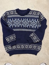 Dale of Norway Sweater L Pure Wool Navy Pullover Fair Isle Ski Season Unisex