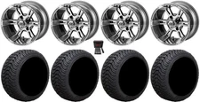 LSI Raptor 12" Golf Wheels Gm/Machined 215x50 Cruze Tires E-Z-GO & Club Car