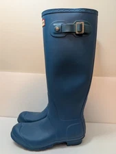 Hunter Green Blue/Teal Green Rubber Tall Pull On Rain Boots Women's size 8