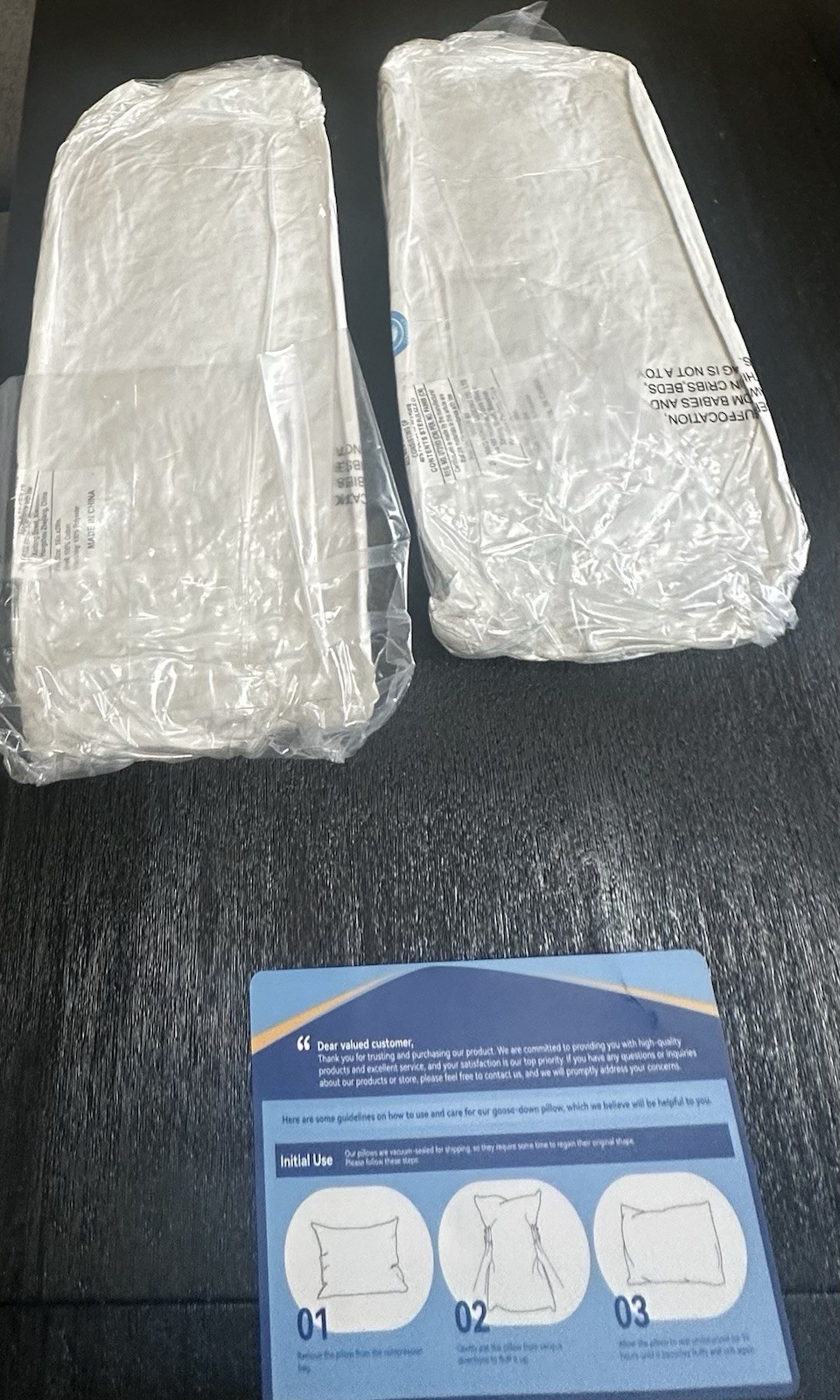 Zibroges Goose Feather Pillow Queen Size Pack of 2, White New Sealed