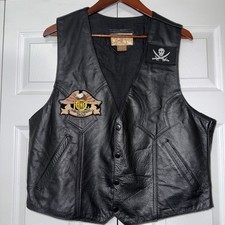 Men s Leather Vest By Creaciones Exclusivas With Harley Davidson Owners Patches