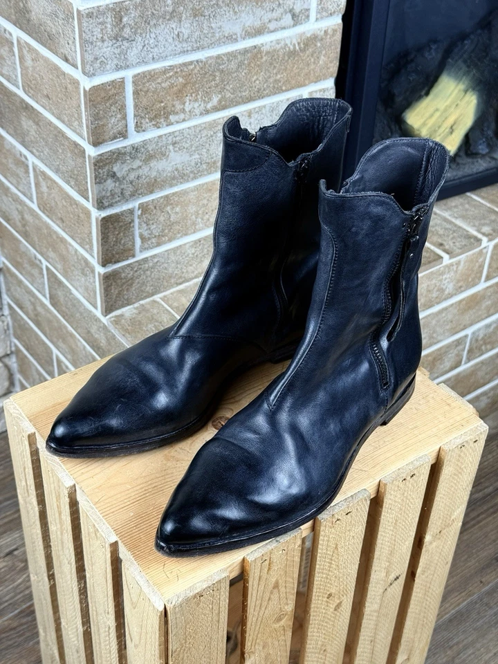Mujer MOMA Cuero Azul Oscuro Cremallera Botines Talla US:10 EU:40 Foto 2 de 4