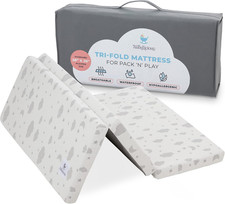 Pack and Play Mattress Topper 38" X 26" Trifold Soft Foam Waterproof Cover,