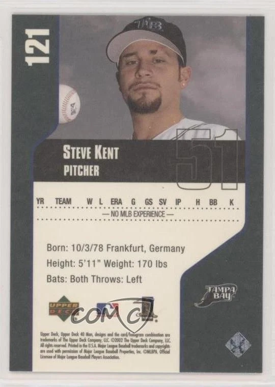 2002 Upper Deck 40 Man Steve Kent #121 Rookie RC - Image 2 of 2