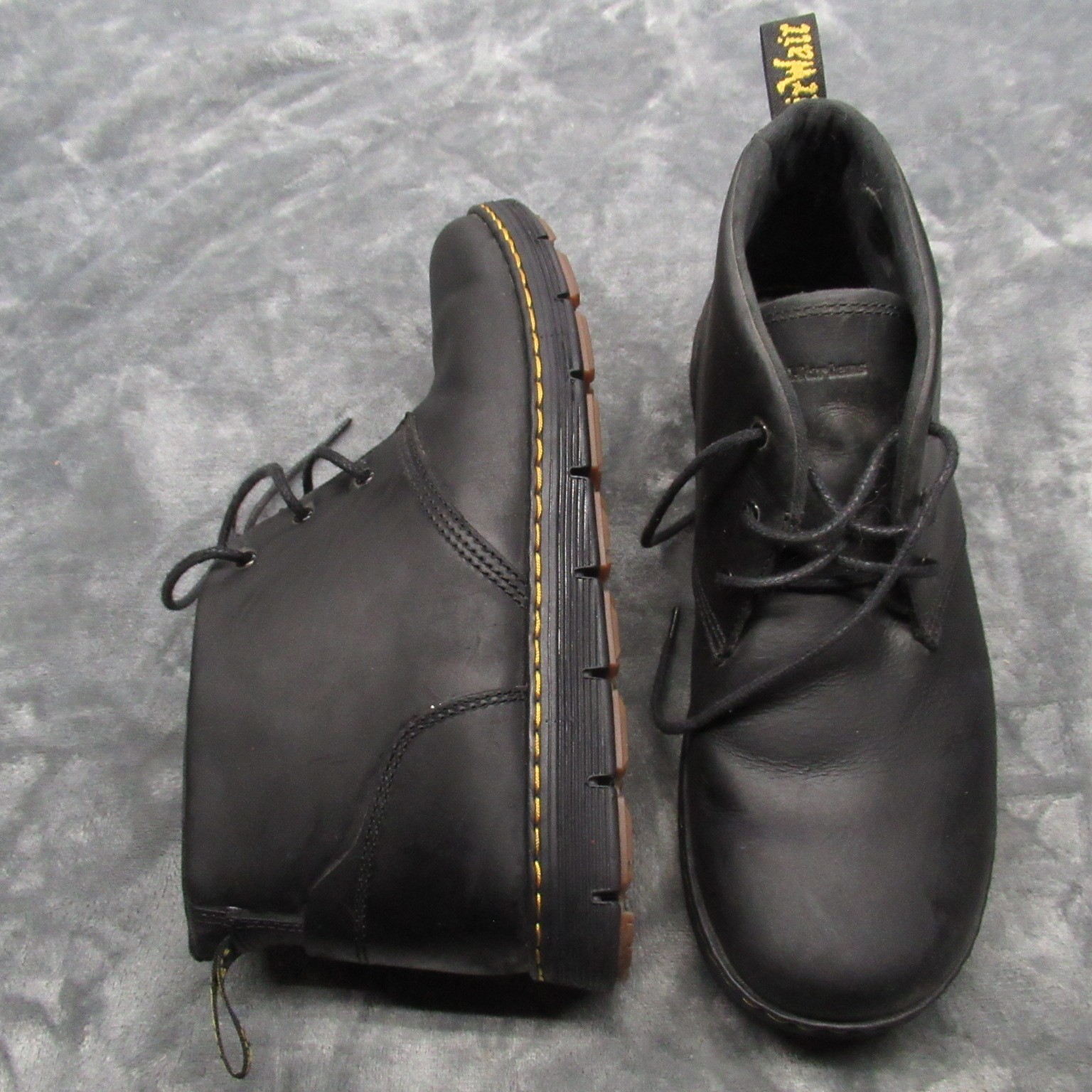 Dr Martens Rhodes Chukka Boots Mens 12 Black Leather Lace Up Chunky Casual