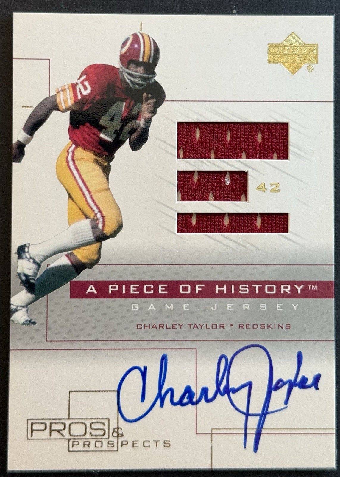 2001 Upper Deck Pros & Prospects A Piece of History Auto/Jersey Charley Taylor