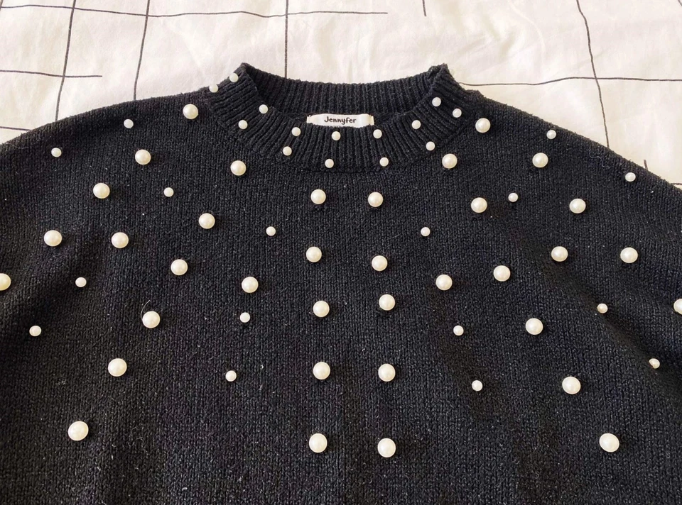 Pull femme noir avec perles JENNYFER Taille XS (34) - Photo 2/4
