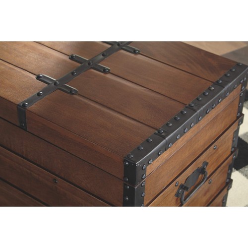 Kettleby Vintage Wood Storage Trunk or Coffee Table with Lift Top 19", Brown - Picture 6 of 11