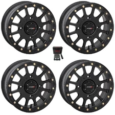 System 3 SB-5 Beadlock 15x10 Wide Wheels Black Textron Wildcat XX (4)