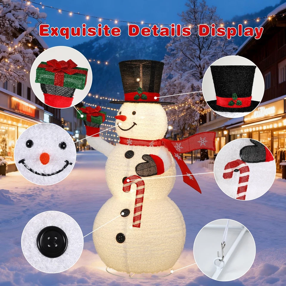 Familia muñeco de nieve emergente de 3/4/5 pies, decoración plegable 3D grande para exteriores Foto 3 de 4