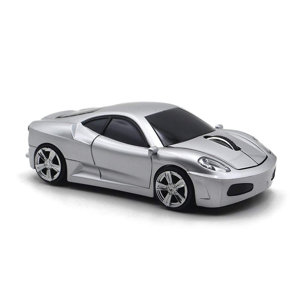 Sleek Silver Wireless Sports Car Mouse for PC Laptop and MAC-image