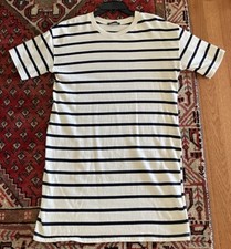 Zara Dress SMALL S Navy Striped T-shirt Dress Coastal Capsule Basic tee mini