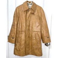 VINTAGE 70  s LAKELAND Leather Trench Coat Jacket - Carmel Size 38