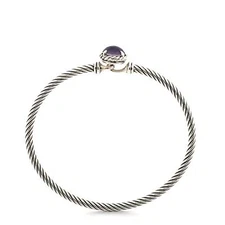 David Yurman Silver Faceted Iolite Cable Chatelaine Hook Open Bangle Bracelet