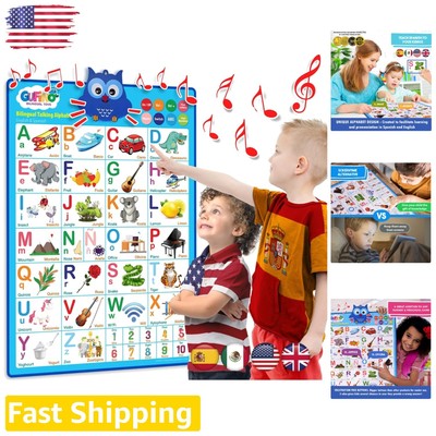 Engaging ABC Learning Poster for Toddlers - English & Spanish Alphabet, Songs