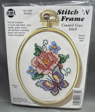 Counted Cross Stitch Kit 2662 Butterfly Flowers Stitch N Frame NMI NOS Spring