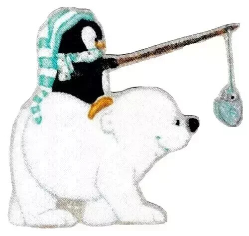 whimsical blue penguin fabric applique iron on not embroidered 3 inch new