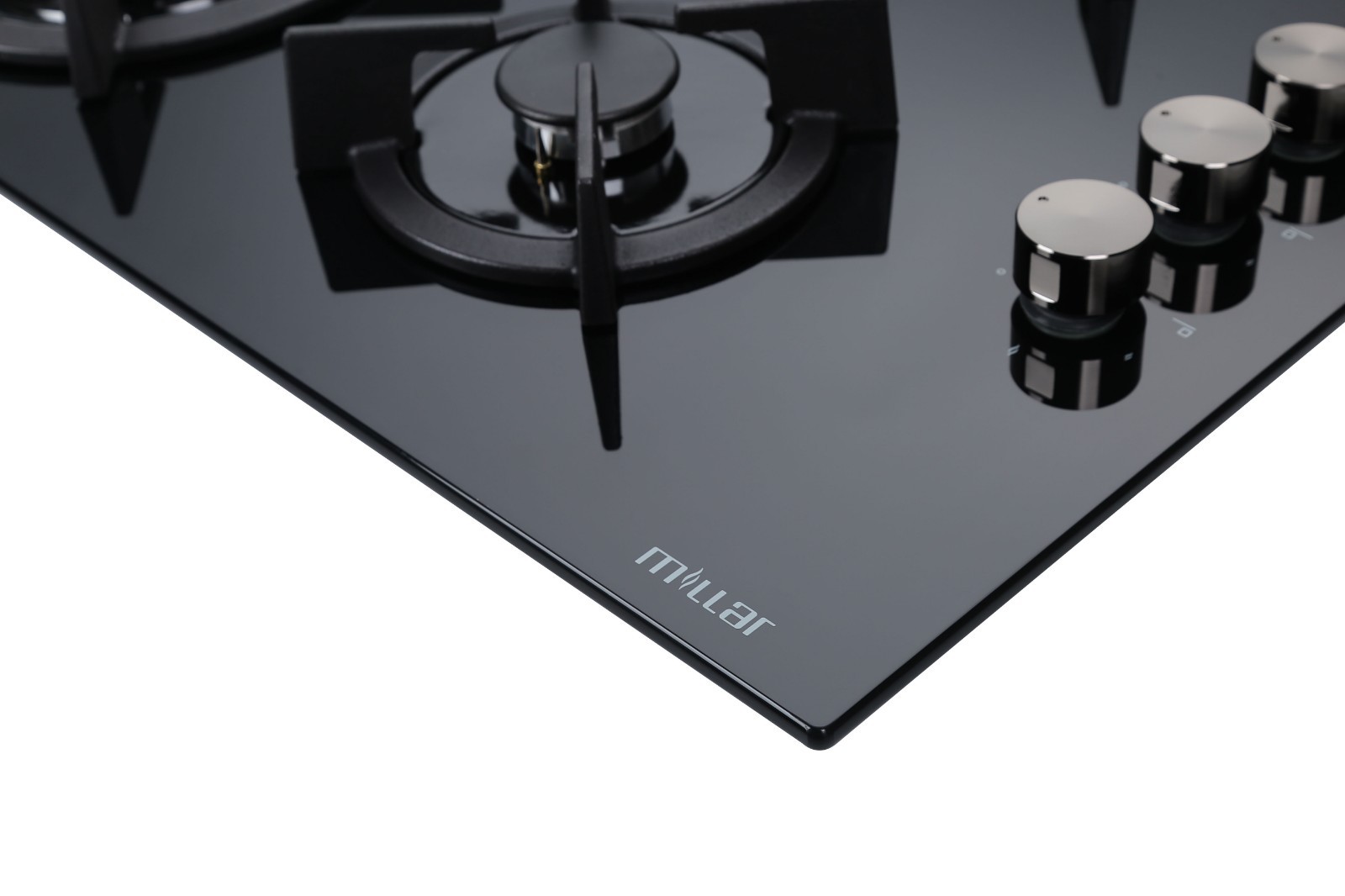 MILLAR GH6041XEB 4 Burner Builtin 60cm Black Gas Glass Hob Wok Burner
