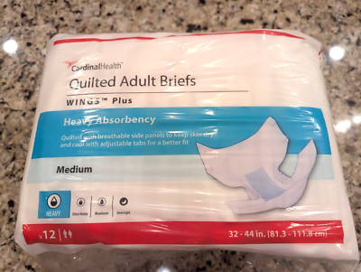 Cardinal Health Quilted Adult Briefs Wings Heavy Absorbency 12 ct M (32-44 in)