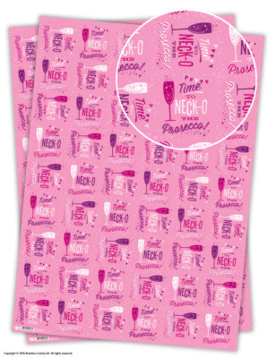 Brainbox Candy funny Neck-o Prosecco wrapping paper gift wrap 2 sheets birthday 
