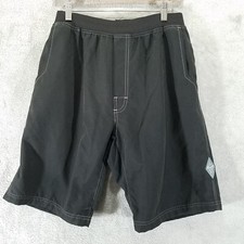 Prana Breathe Shorts Mens Large Black Logo Swim Trunks Beach Made in USA