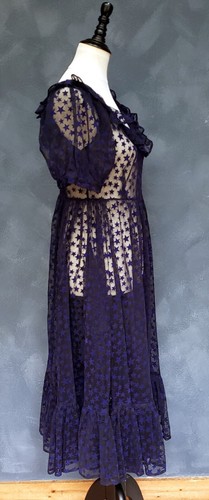 Batsheva Blue Ruffle Star Sheer Midi Dress 6 NWTs - Picture 8 of 13