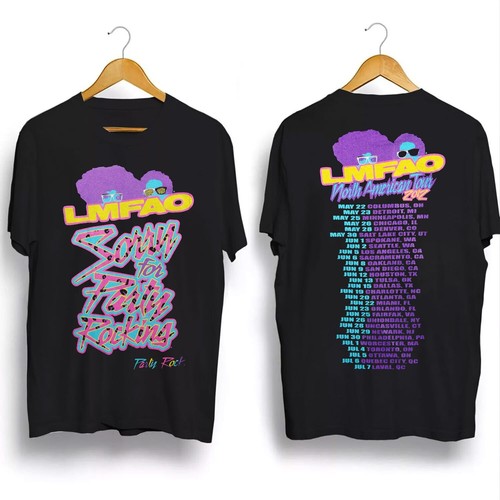 T-shirt LMFAO 'Sorry For Party Rocking Tour' - Tailles S à 5XL, 100% Coton, Neuf Avec étiquettes