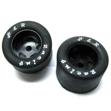 NEW H R Racing HR1307 27x18mm Rubber Tire with Wheel 1/8 Axle 2 1:24 Slot Car