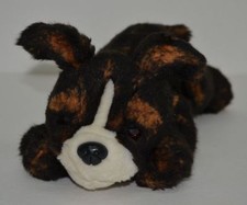 FAO Schwarz 5th Avenue Black/Brown Boston Terrier Plush Puppy Bean Bag 10"