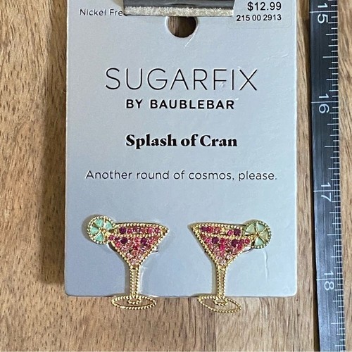 BaubleBar Splash of Cran Cosmos Cocktails Stud Earrings Sugarfix Pink Gold - Picture 2 of 4