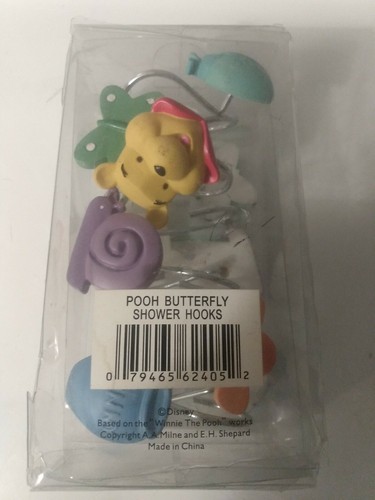 Disney Winnie the Pooh Shower Curtain Hook Set Bees Butterfly Hunny Pot Snail - Picture 2 of 2