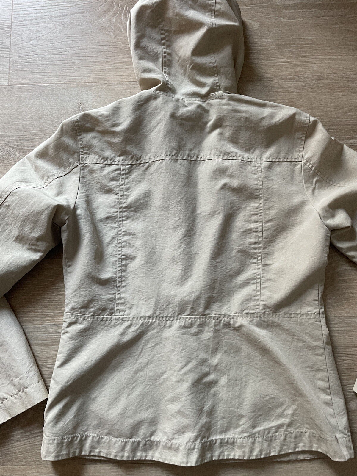 H & M Spring Jacket S Tan Neutral Zip Hooded Nylon Capsule Minimal Classic thumbnail 15