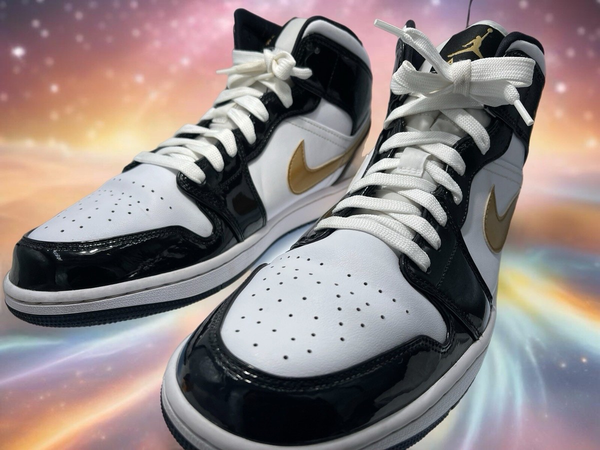 Nike Air Jordan Mid SE AJ1 Black Metallic Gold Men Shoes Size 13